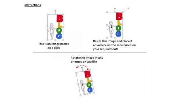Develop Business Strategy 3d Man Writing Blog Basic Concepts