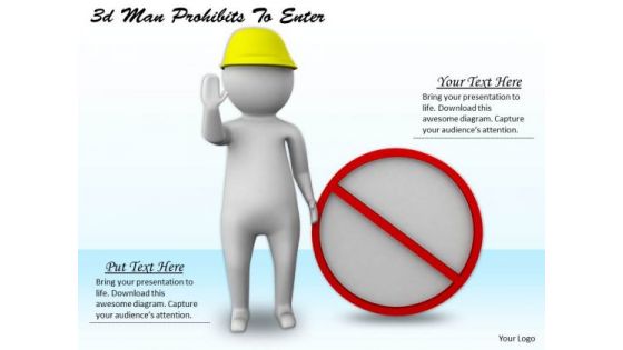 Developing Business Strategy 3d Man Prohibits To Enter Character