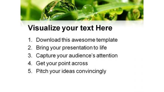 Dew Drops On Leaves Nature PowerPoint Themes And PowerPoint Slides 0411
