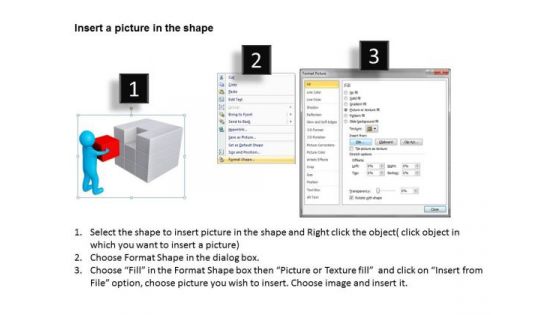 Diagram Business Process 3d Man People With Cubes Render Teamwork PowerPoint Templates