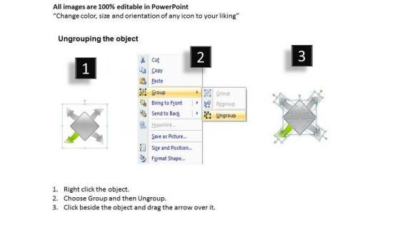 Diagram With Diverging Arrows Relative Circular Flow Process PowerPoint Slide