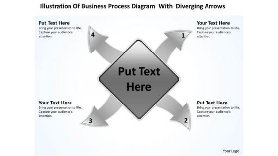 Diagram With Diverging Arrows Relative Circular Flow Process PowerPoint Slides