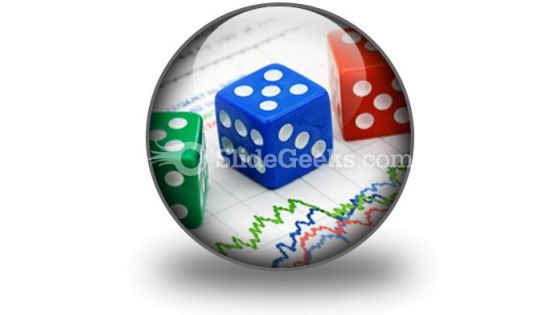 Dices On Financial Graph PowerPoint Icon C Dices On Financial Graph PowerPoint Icon C