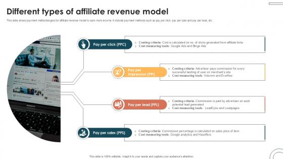 Different Types Of Affiliate Revenue Internet Based Trade Structure Ppt Example