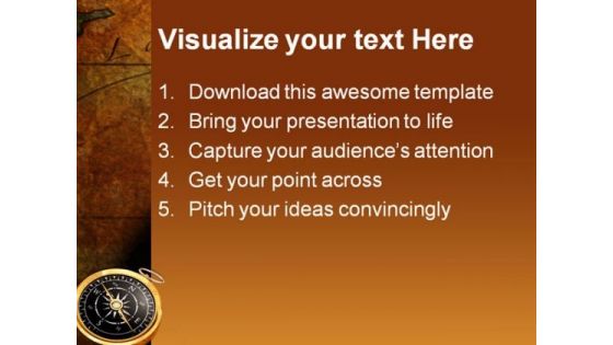 Directions Compass Map Globe PowerPoint Template 1110