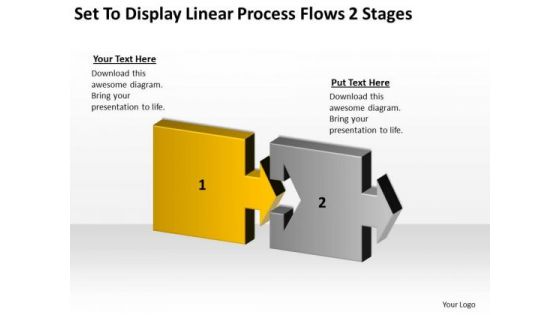 Display Linear Process Flows 2 Stages Sample Business Continuity Plan PowerPoint Templates