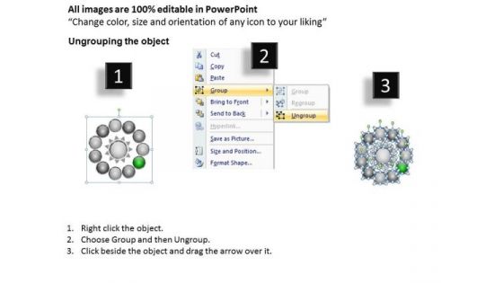 Diverging 11 Factors Round Manner Business Circular Process Chart PowerPoint Templates