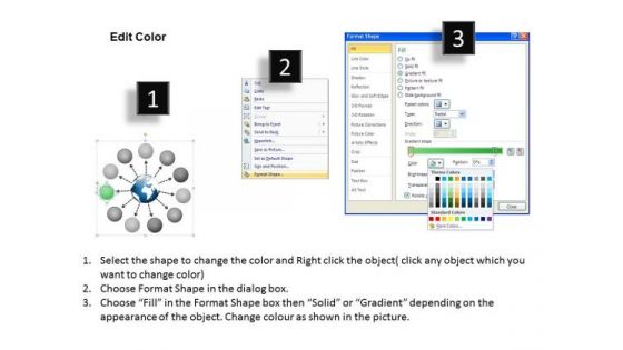 Diverging 11 Steps Around Globe Process Flow Circular Network PowerPoint Templates