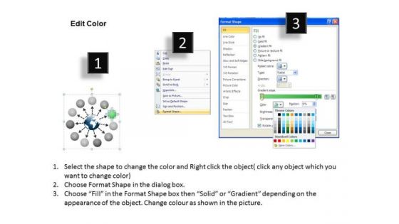 Diverging 11 Steps Around Globe Process Flow Cycle PowerPoint Slides