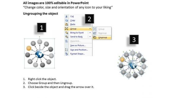 Diverging 11 Steps Around Globe Process Flow Ppt Cycle Chart PowerPoint Slides