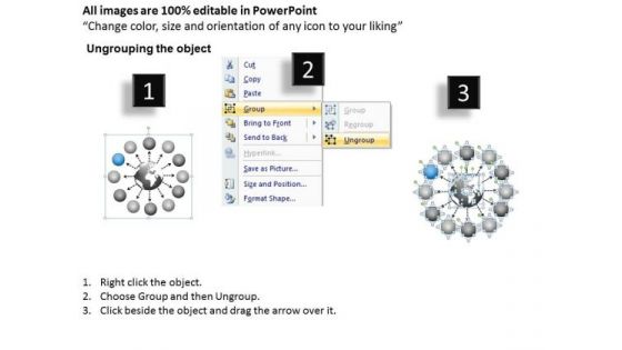 Diverging 12 Steps With Globe Flow Chart Ppt Circular Process Diagram PowerPoint Templates