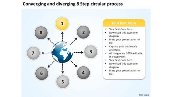Diverging 8 Step Circular Process Ppt 2 Relative Flow Arrow Chart PowerPoint Templates