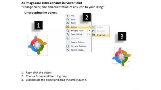 Diverging And Converging Circular Arrows Process Cycle Flow Chart PowerPoint Slides
