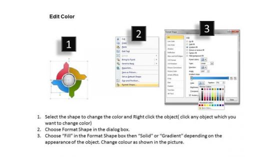 Diverging And Converging Circular Arrows Process Cycle Flow Chart PowerPoint Slides