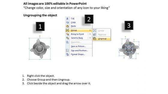 Diverging And Converging Circular Arrows Process Flow Network PowerPoint Slides