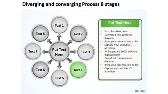 Diverging And Converging Process 8 Stages Target Chart PowerPoint Slides