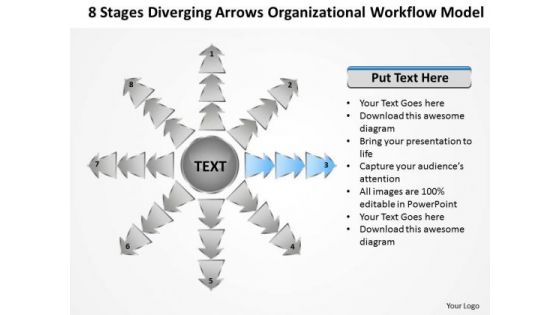 Diverging Arrows Organizational Workflow Model Cycle Process Diagram PowerPoint Slide