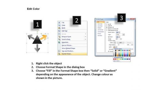 Diverging Arrows Pointing Direction 5 Relative Circular Diagram PowerPoint Templates