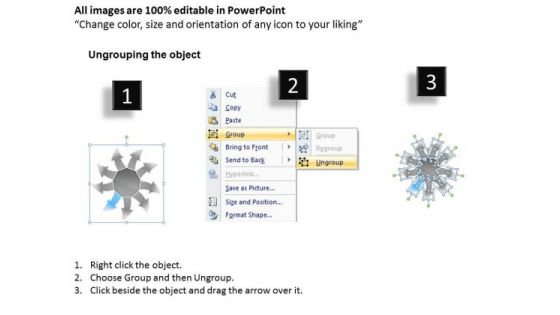 Diverging Arrows Pointing Specific Directions Circular Cycle Process PowerPoint Slides