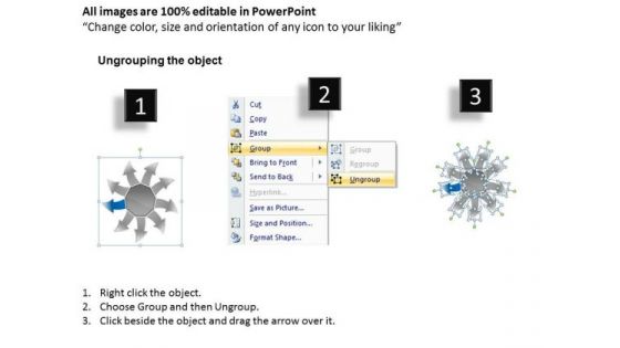 Diverging Arrows Pointing Specific Directions Cycle Process PowerPoint Slide