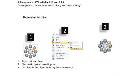 Diverging Components A Circular Process Layout Network PowerPoint Templates