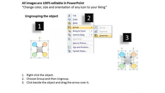 Diverging Factors Linear Flow Diagram Cycle Chart PowerPoint Slides