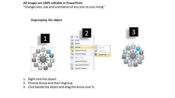 Diverging Flow Chart Consisting 11 Stages Business Circular Process Diagram PowerPoint Slides