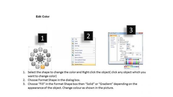 Diverging Flow Chart Consisting 11 Stages Circular Spoke Network PowerPoint Templates