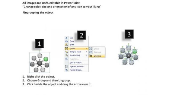 Diverging Seven Stages Explaining Concepts Target Chart PowerPoint Templates