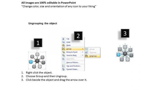 Diverging Seven Stages Explaining Concepts Target Diagram PowerPoint Templates