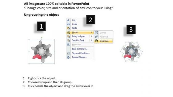 Diverging Six Factors Sequential Flow Cycle Layout Diagram PowerPoint Slides