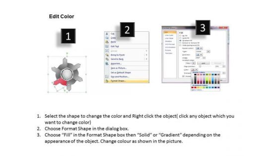 Diverging Six Factors Sequential Flow Cycle Layout Diagram PowerPoint Slides