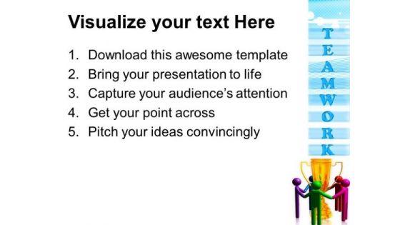 Diverse People Around Trophy Winner Competition PowerPoint Templates Ppt Backgrounds For Slides 1212