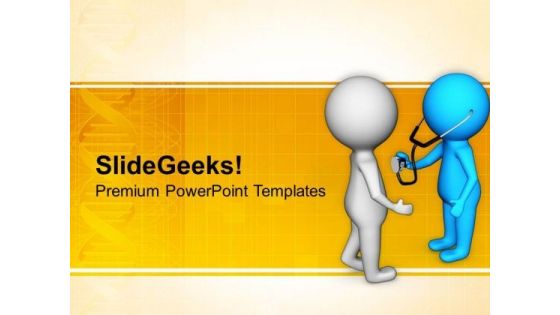 Doctor Checking Patient With Stethoscope PowerPoint Templates Ppt Backgrounds For Slides 0813