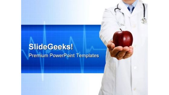 Doctor Holding An Apple Health PowerPoint Themes And PowerPoint Slides 0311