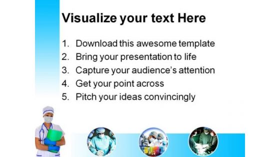 Doctor In Mask With Reports Medical PowerPoint Themes And PowerPoint Slides 0411