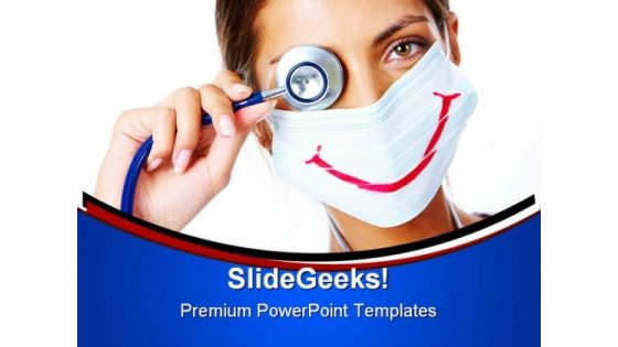 Doctor With Smiley Mask Medical PowerPoint Themes And PowerPoint Slides 0411