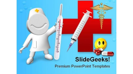 Doctor With Thermometer Hospitality PowerPoint Templates And PowerPoint Backgrounds 0211