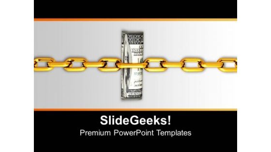 Dollar Bills Attached With Security Chain PowerPoint Templates Ppt Backgrounds For Slides 0213