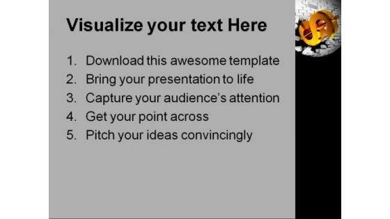 Dollar Breaking Wall Finance PowerPoint Themes And PowerPoint Slides 0211
