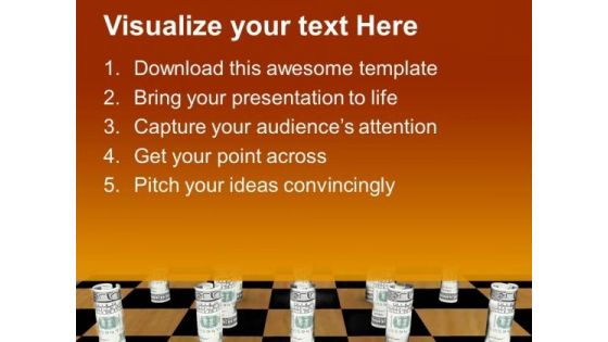 Dollar Money On Chess Board PowerPoint Templates Ppt Backgrounds For Slides 0213