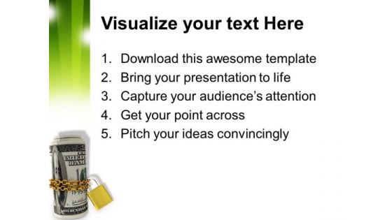 Dollars Locked With Chain Crisis PowerPoint Templates And PowerPoint Themes 1012