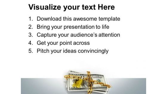 Dollars Locked With Chain Dollar PowerPoint Templates And PowerPoint Themes 1012