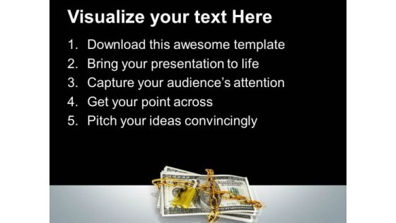 Dollars Locked With Chain Dollar PowerPoint Templates And PowerPoint Themes 1012