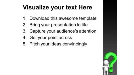 Doubtful Man With Green Question Mark Business PowerPoint Templates And PowerPoint Themes 1012
