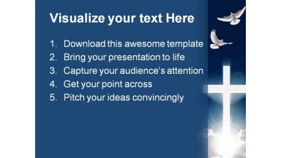 Dove Cross Religion PowerPoint Template 0610