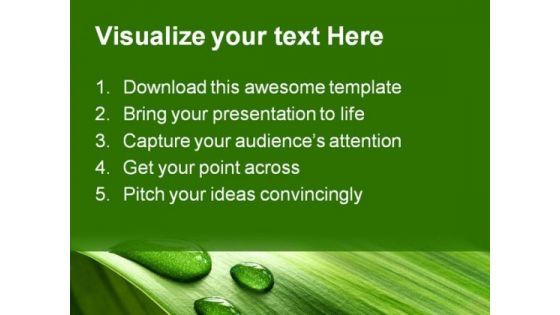 Drop And Leaf Nature PowerPoint Template 0910