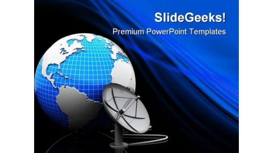 Earth And Satellite Antenna Technology PowerPoint Templates And PowerPoint Backgrounds 0411