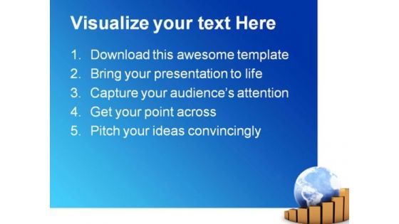 Earth Globe And Raising Charts Business PowerPoint Themes And PowerPoint Slides 0611