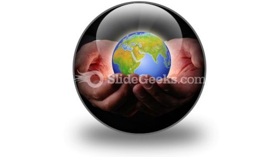 Earth In Hands PowerPoint Icon C